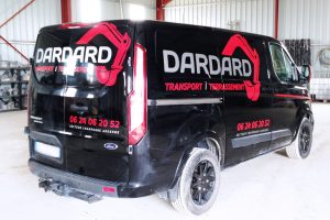 marquage véhicule utilitaire fourgon dardard transport terrassement adhésifs communication publicité