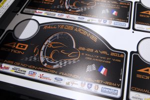 panneau à la découpe petit format PVC souple Rallye des Ardennes impression Mimaki signalétique communication publicité